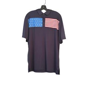 Pro Tour Coolplay Men’s Polo Large Flags USA Nautical Patriotic Golf Red Blue